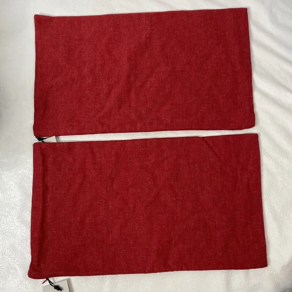 Set of 2 West Elm Red Pillow Covers Organic Cotton 12x21